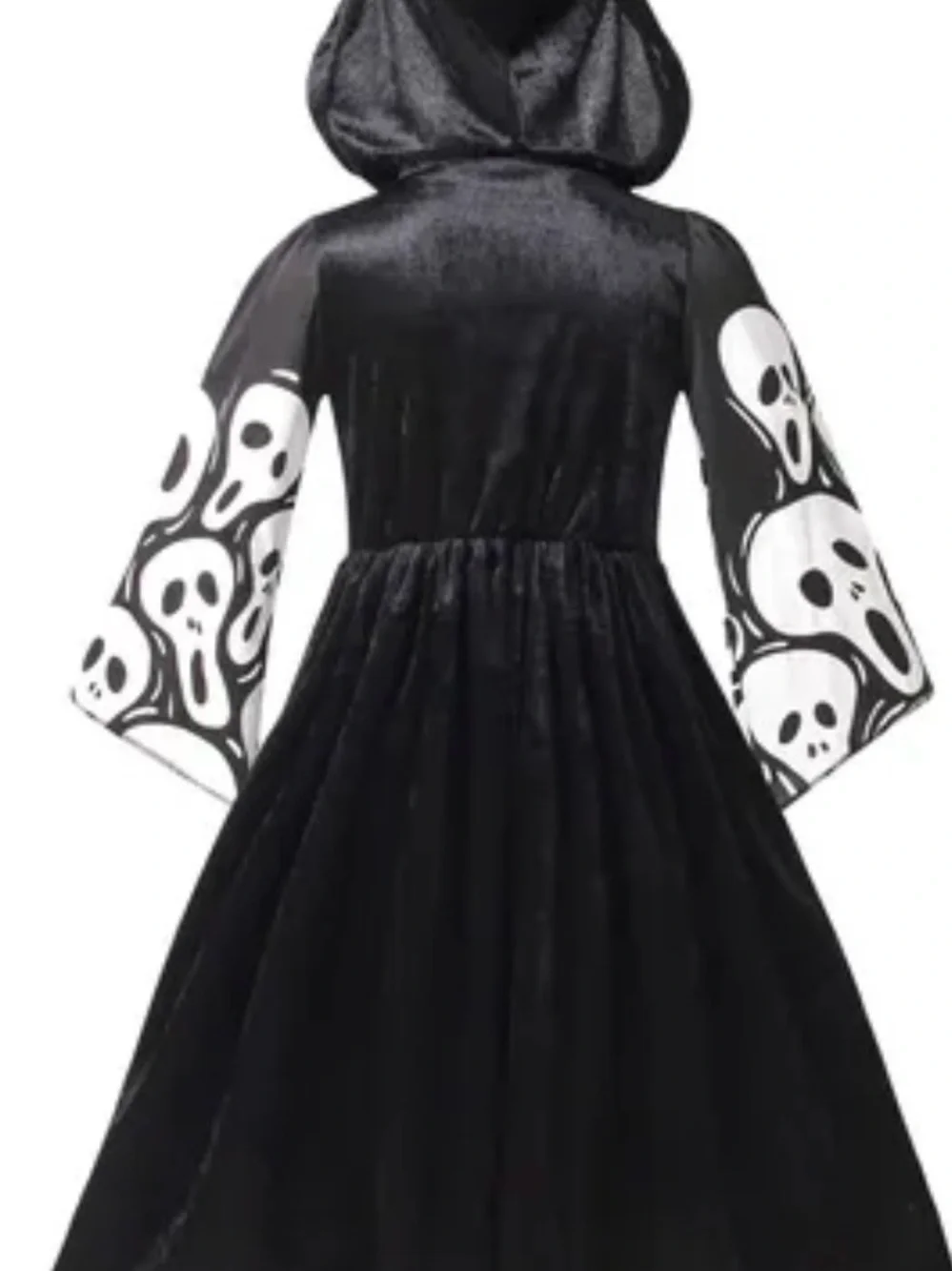 Spirit Black and White Hooded Skull Dress with Glow Detail